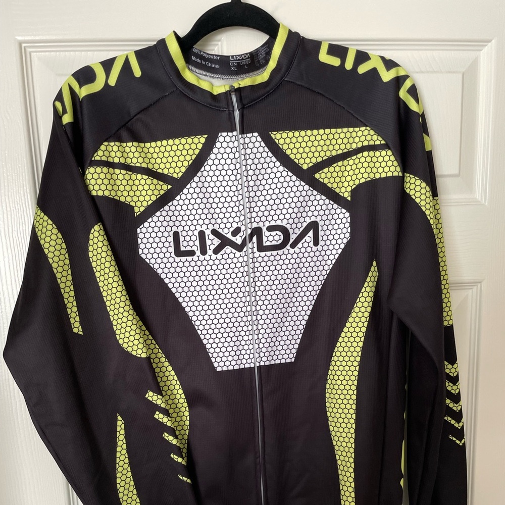 Lixada Men's Cycling Jersey Jacket Black/Yellow - Size Large